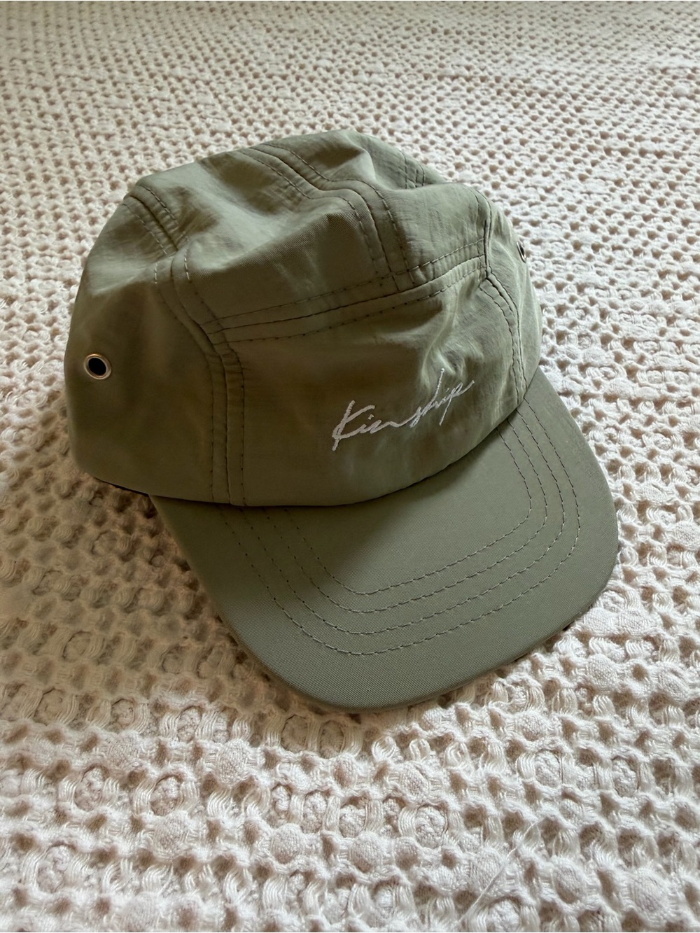 Kids Olive Green Cap with Script Logo